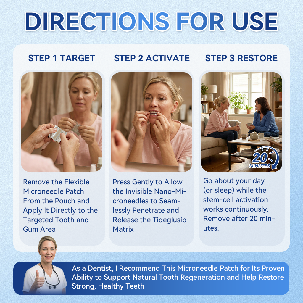 𝐆𝐥𝐢𝐦𝐦𝐞𝐫𝐥𝐲® 🦷 Parche de microagujas con Tideglusib para la reparación de dientes y encías  3.0