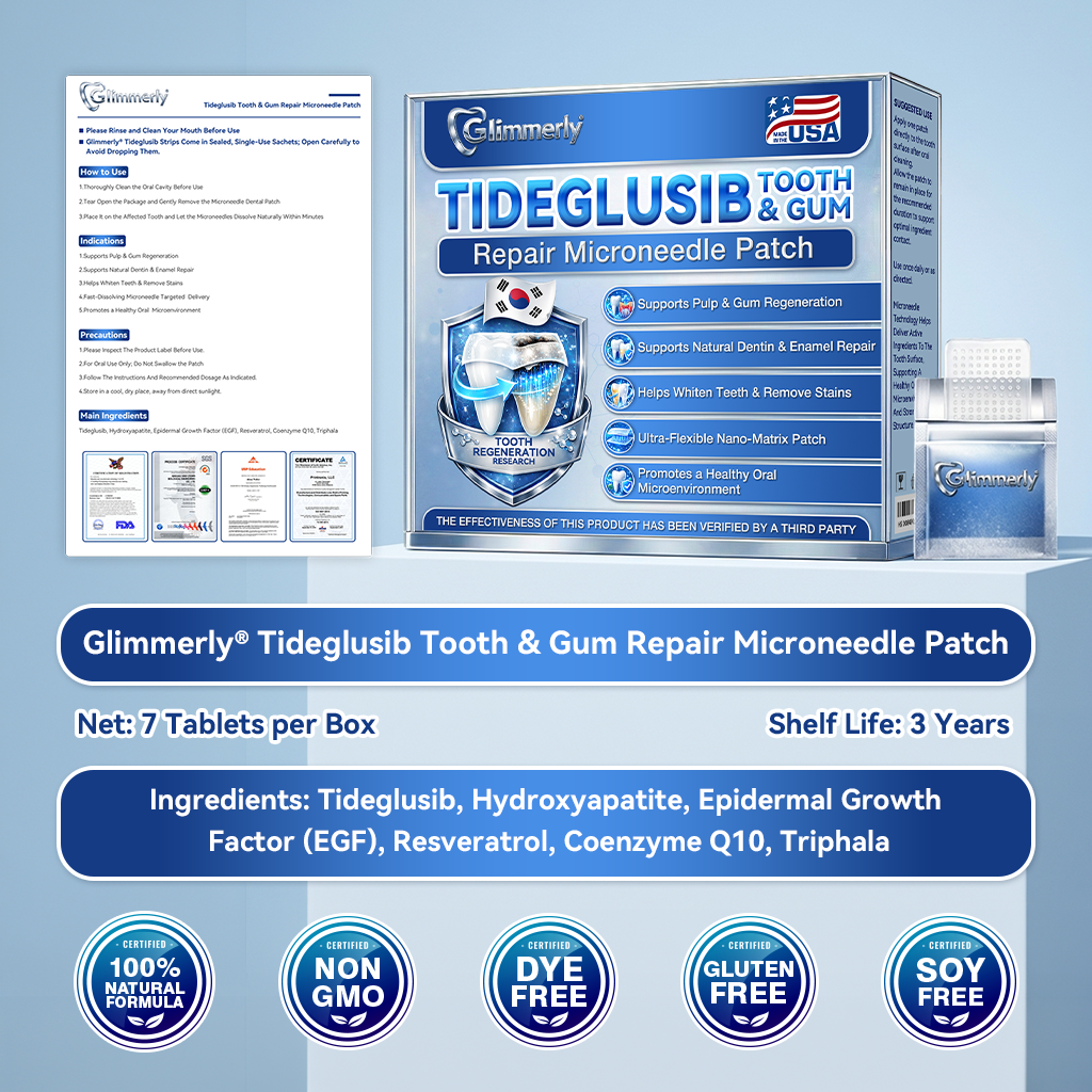 𝐆𝐥𝐢𝐦𝐦𝐞𝐫𝐥𝐲® 🦷 Parche de microagujas con Tideglusib para la reparación de dientes y encías  3.0