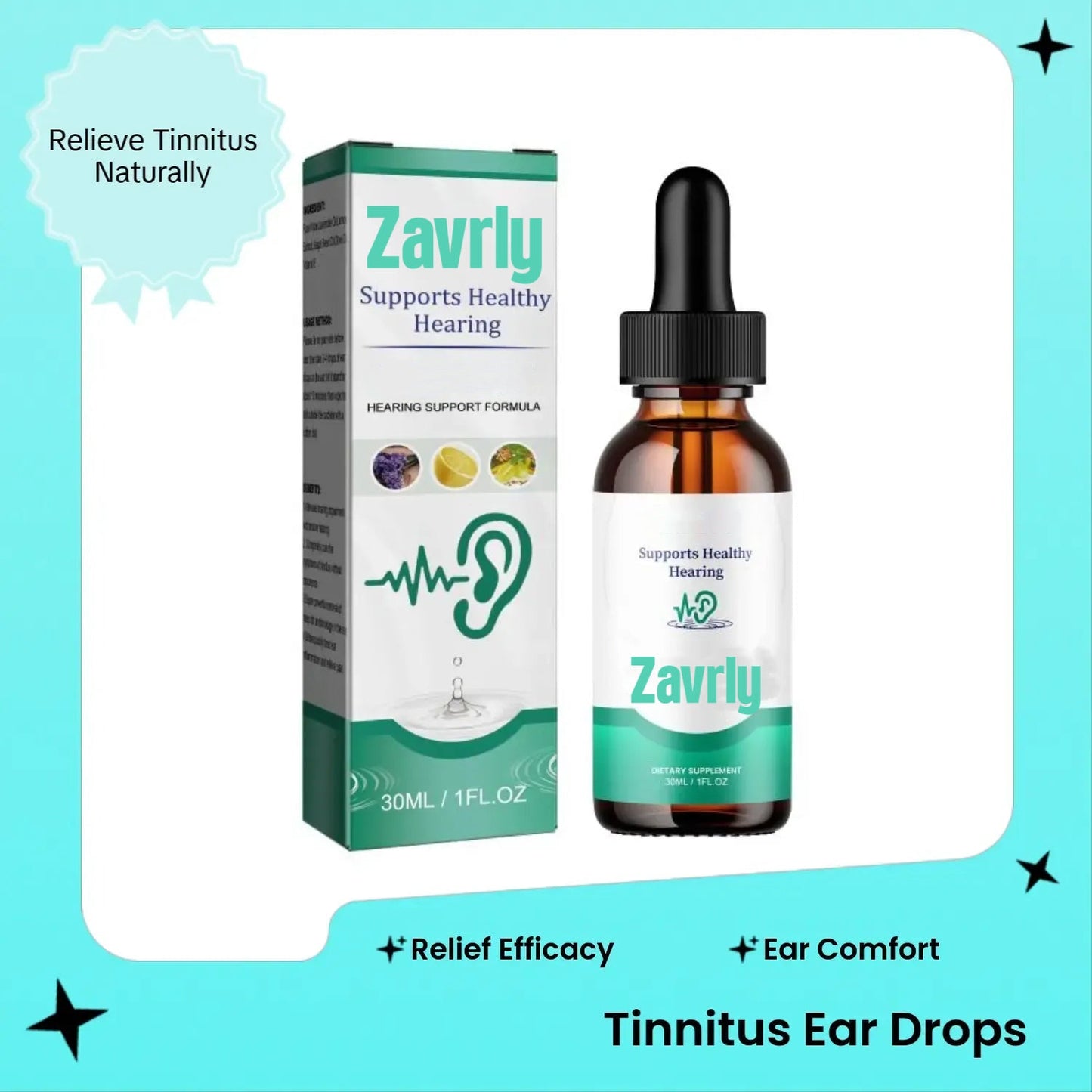 Zavrly ✅Gotas para el tinnitus para unos oídos despejados y un confort absoluto – Obtenga un alivio instantáneo del tinnitus y las molestias auditivas🎵