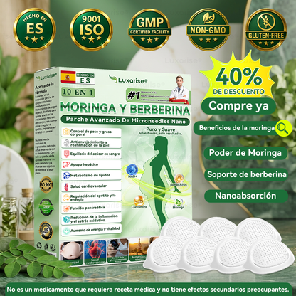 𝑳𝒖𝒙𝒂𝒓𝒊𝒔𝒆 ✅ Moringa & Berberina 10 en 1 Parche Avanzado de Microagujas Nano (Uso diario, cambios visibles en 7 días) 👩‍⚕️ Obesidad, Diabetes, Apnea del Sueño y Problemas Articulares